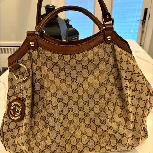 Gucci Monogram Sukey Tote- Large- Brown